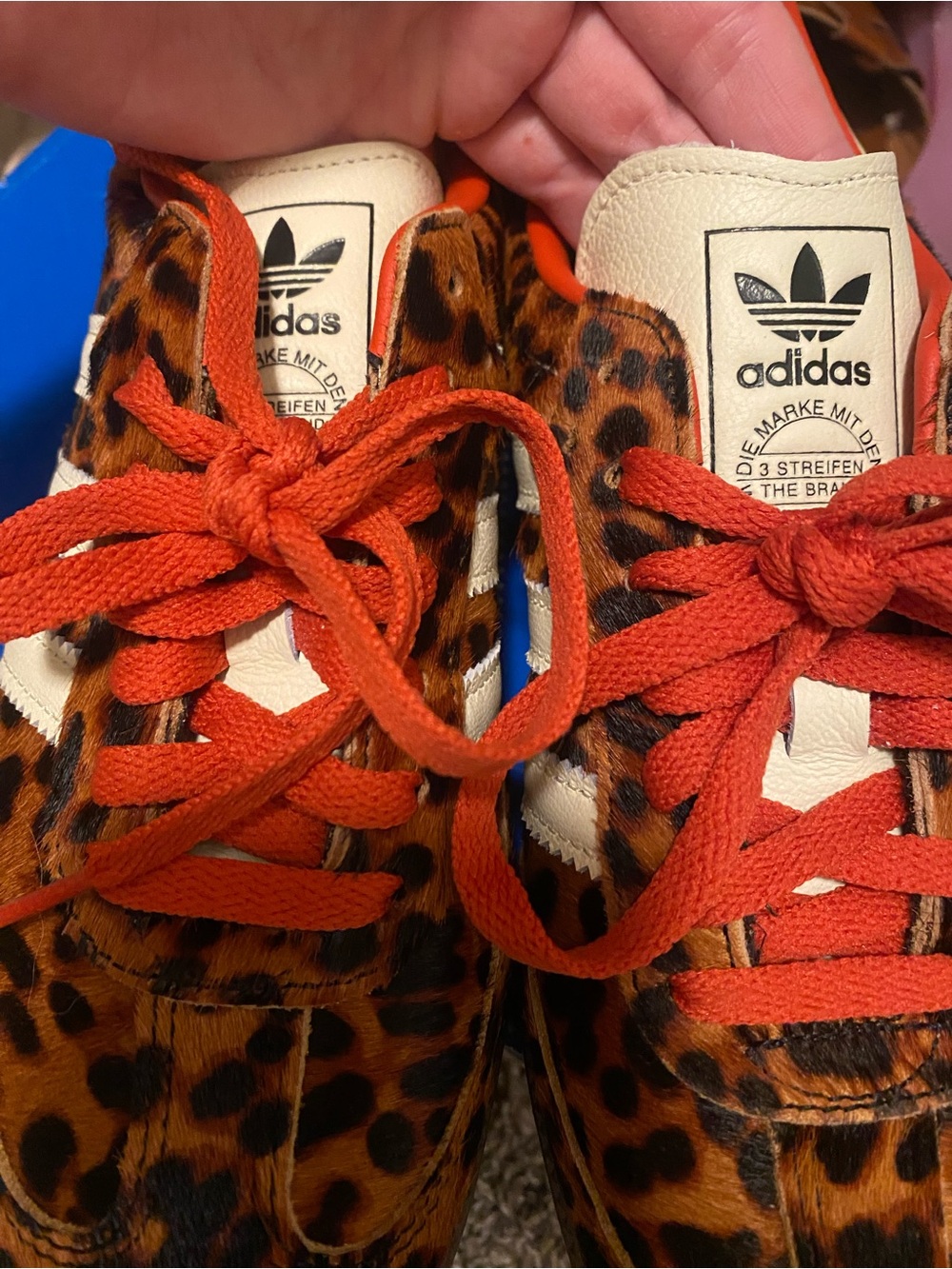 adidas Leopard Print Sneakers with Orange Laces - Picture 2 of 5
